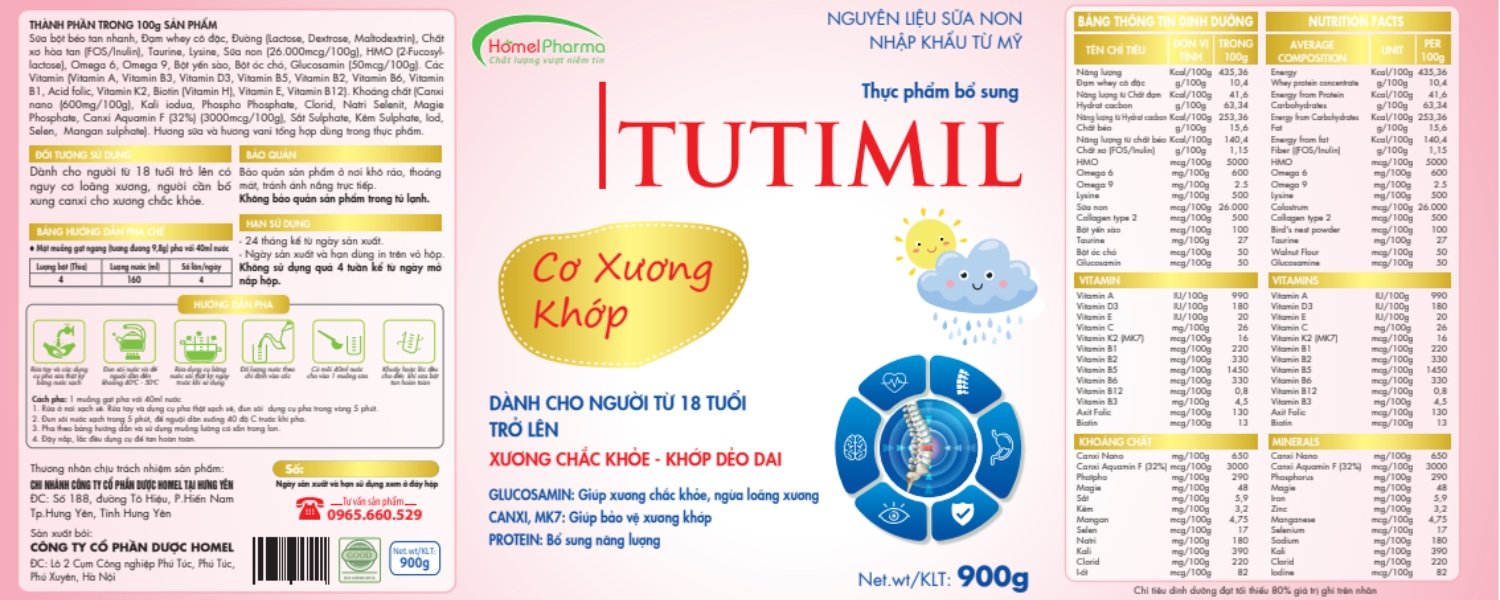 Dinh Dưỡng Cho Xương Chắc Khỏe Mỗi Ngày - Sữa Tutimil Cơ Xương Khớp