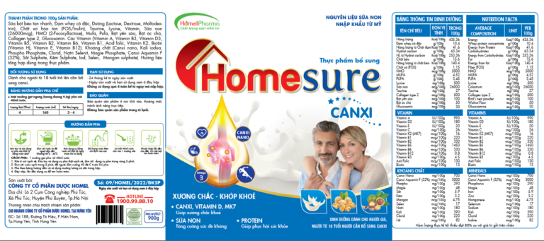 Sữa Homesure Canxi - Công thức bổ sung canxi hoàn hảo cho người thiếu canxi