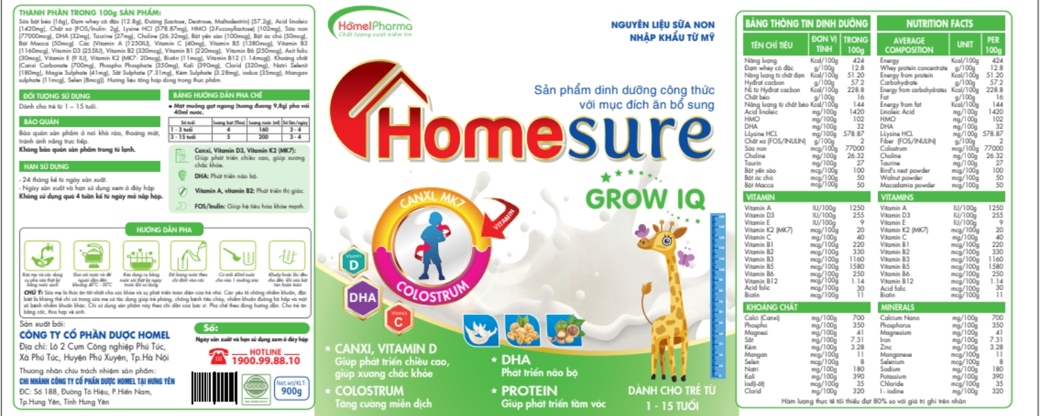 Sữa Homesure Grow IQ - Đồng Hành Cùng Trẻ Từng Giai Đoạn