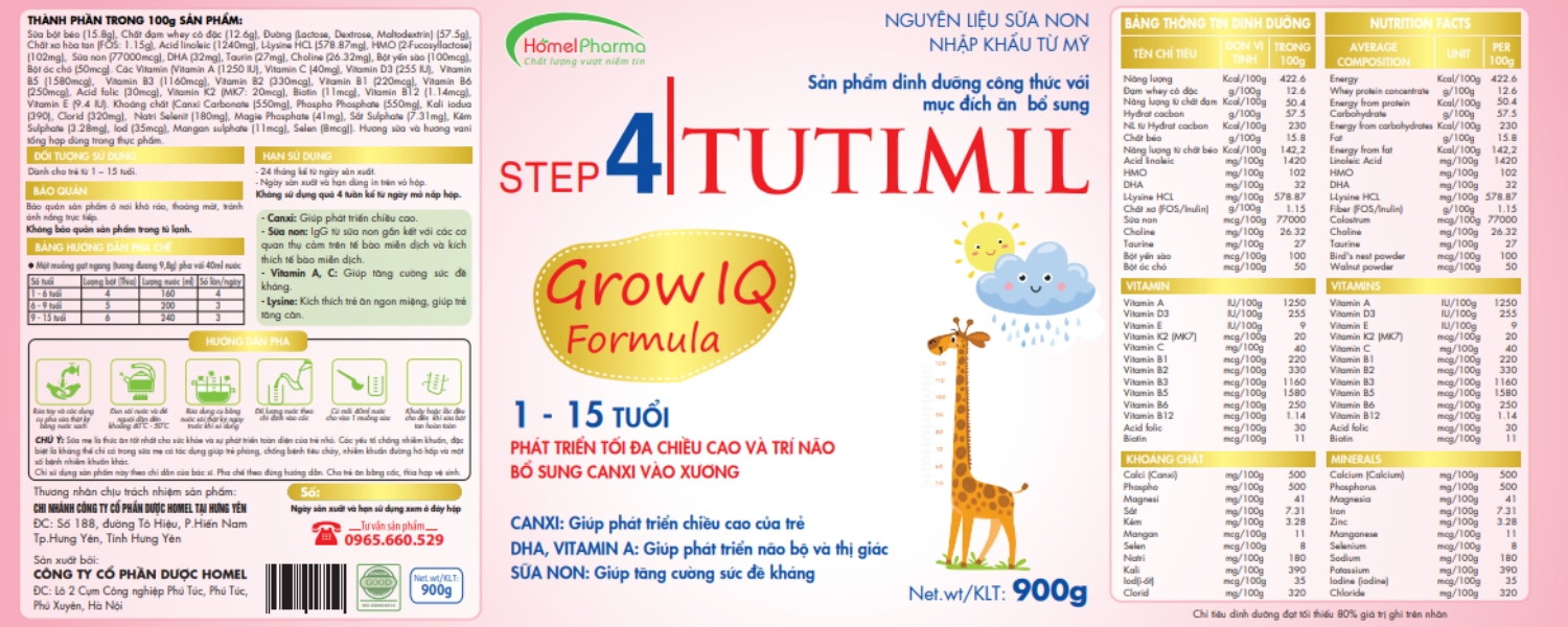 TUTIMIL GROW IQ Step 4 - Giải Pháp Giúp Con Cao Lớn Theo Từng Giai Đoạn