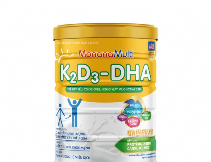 MonanaMulti K2D3-DHA Gain Plus - Dành Cho Trẻ Thấp Còi Từ 3 Tuổi Trở Lên