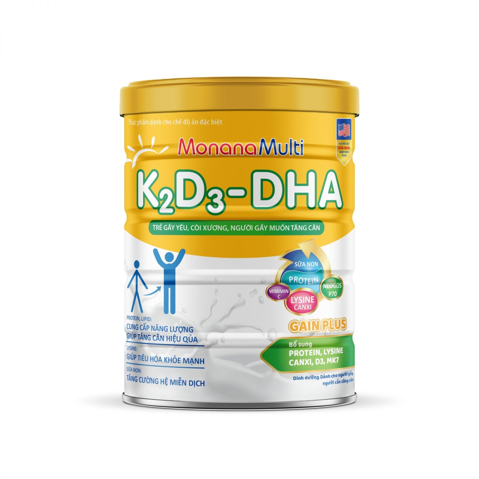 MonanaMulti K2D3-DHA Gain Plus - Dành Cho Trẻ Thấp Còi Từ 3 Tuổi Trở Lên