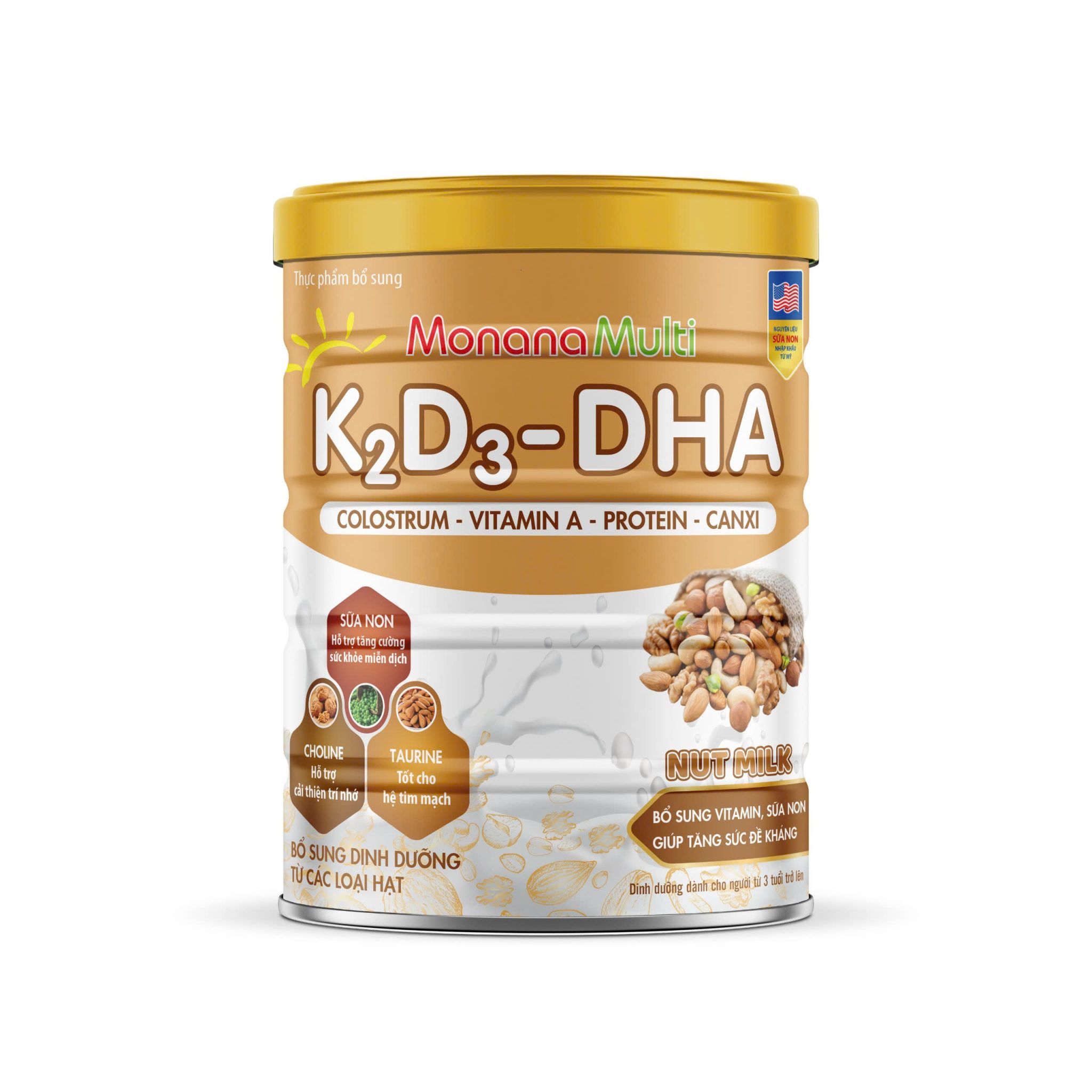 MonanaMulti K2D3-DHA Nut Milk - Dinh Dưỡng Dành Cho Người Từ 3 Tuổi Trở Lên